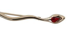 Dolce & Gabbana Silberfarbene Messingbrosche „Spilla Serpente“ mit Kristallen