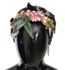 Dolce & Gabbana Mehrfarbiges Blumen-Tiara mit Kristallen und Schleife Diadem Stirnband
