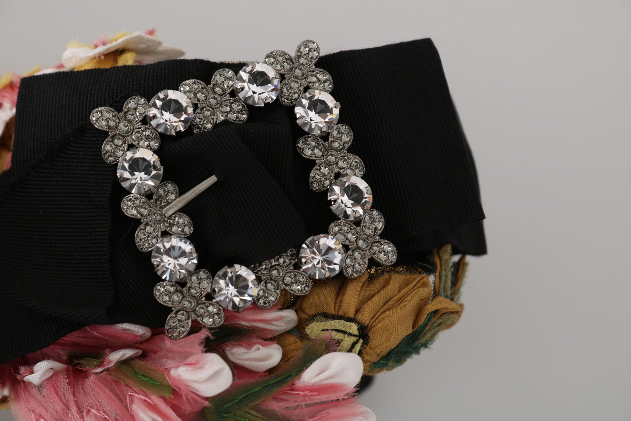 Dolce & Gabbana Mehrfarbiges Blumen-Tiara mit Kristallen und Schleife Diadem Stirnband