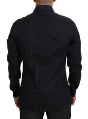 Dolce & Gabbana Zwarte Rozen Slim Fit Katoenen Overhemd