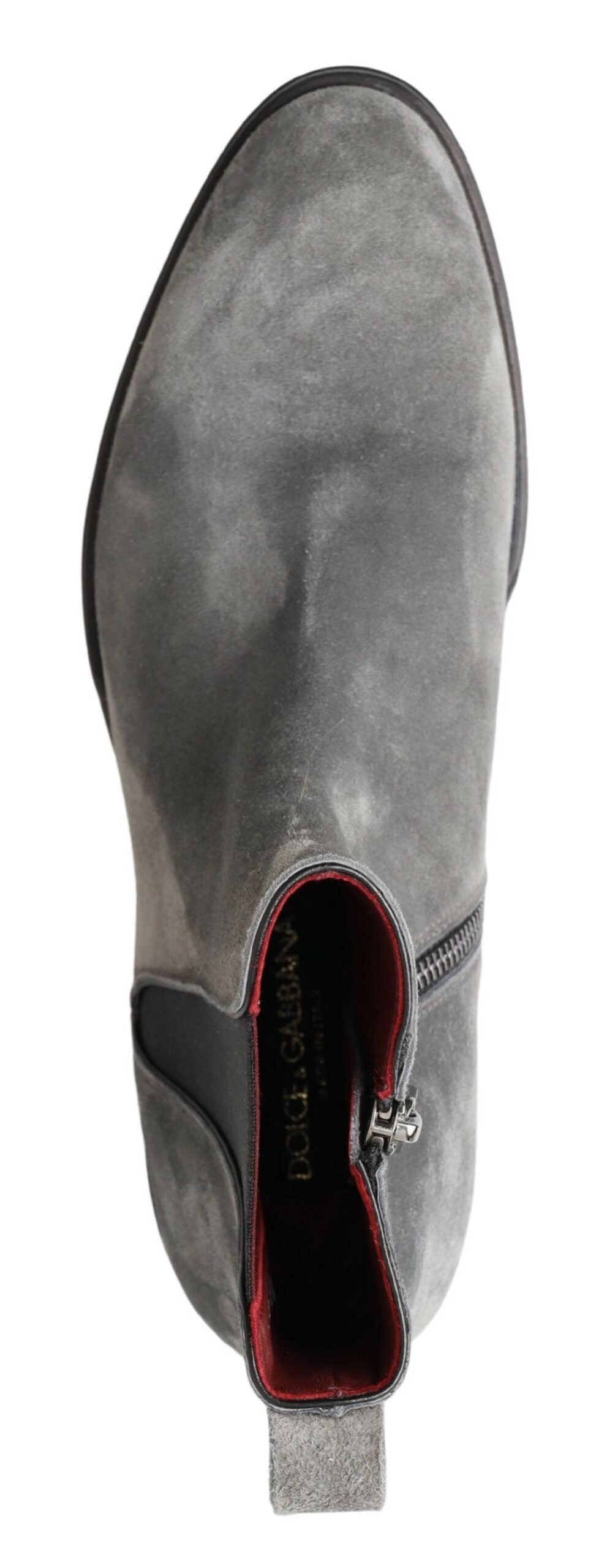 Dolce & Gabbana Graue Leder Herren Stiefeletten Schuhe