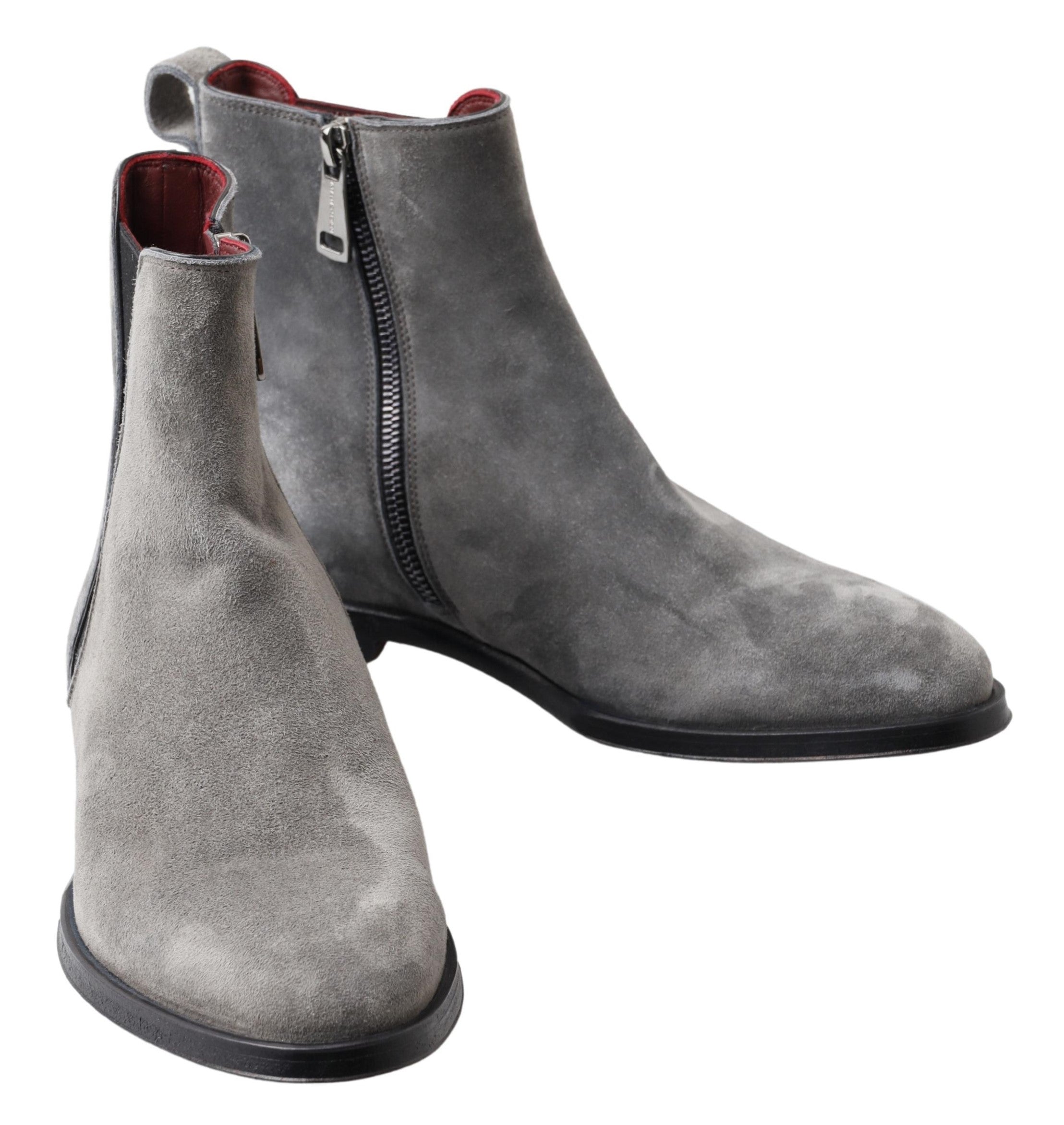 Dolce & Gabbana Graue Leder Herren Stiefeletten Schuhe
