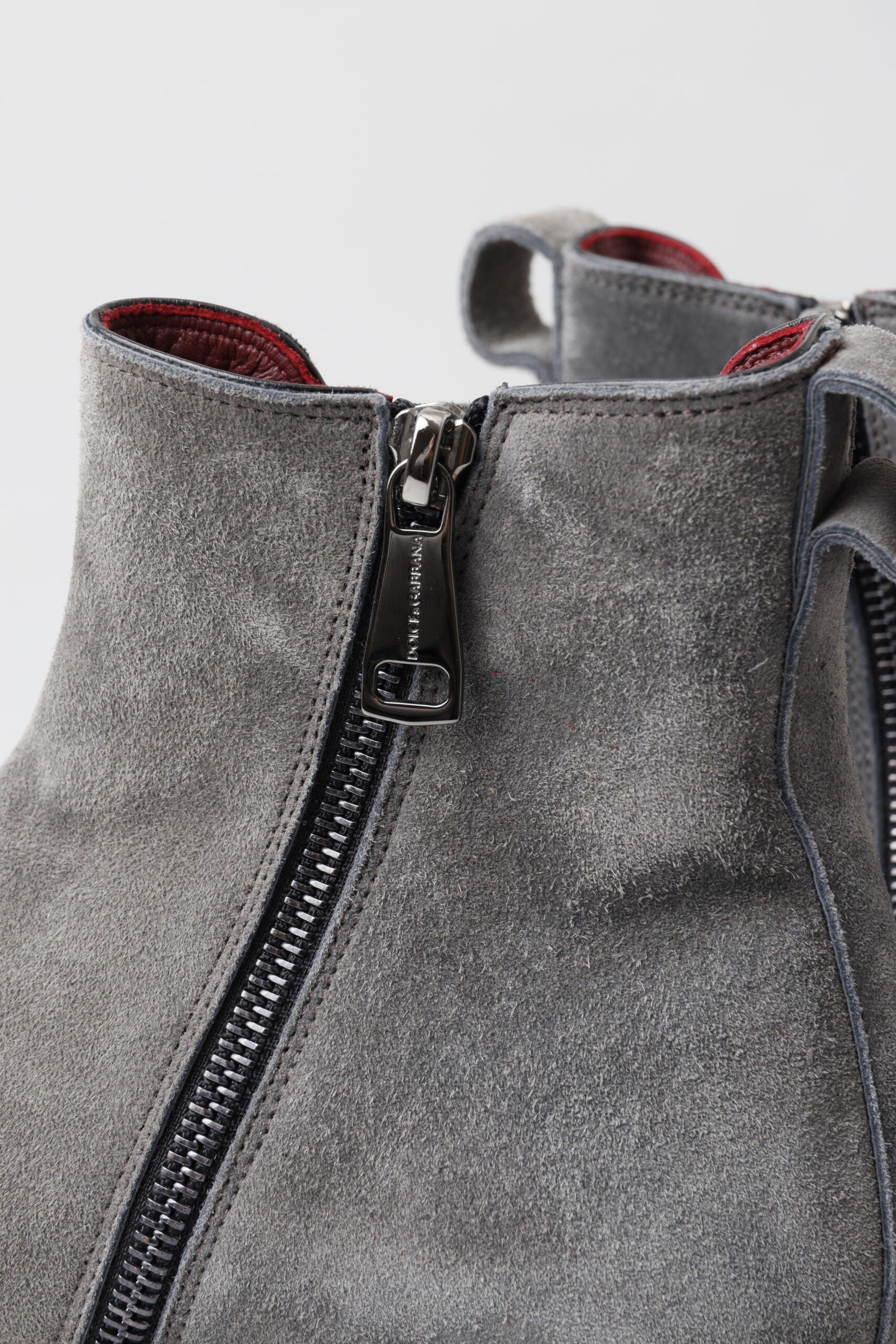 Dolce & Gabbana Graue Leder Herren Stiefeletten Schuhe