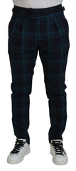 Dolce & Gabbana Blauw Paars Geruite Wollen Broek
