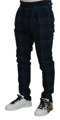 Dolce & Gabbana Blauw Paars Geruite Wollen Broek