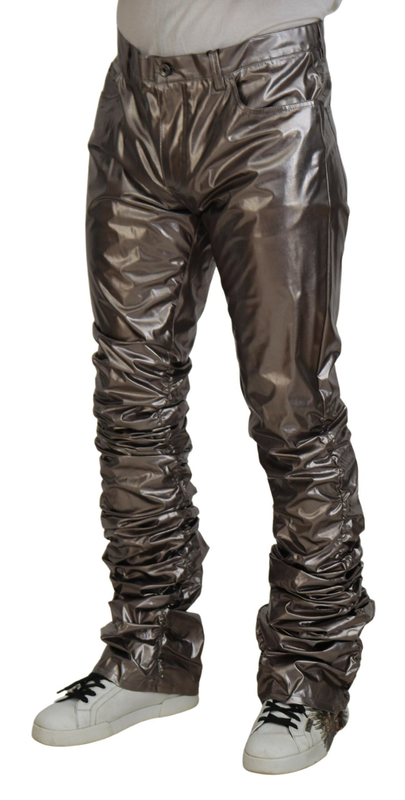 Dolce & Gabbana Zilveren Metallic Nylon Stretchbroek