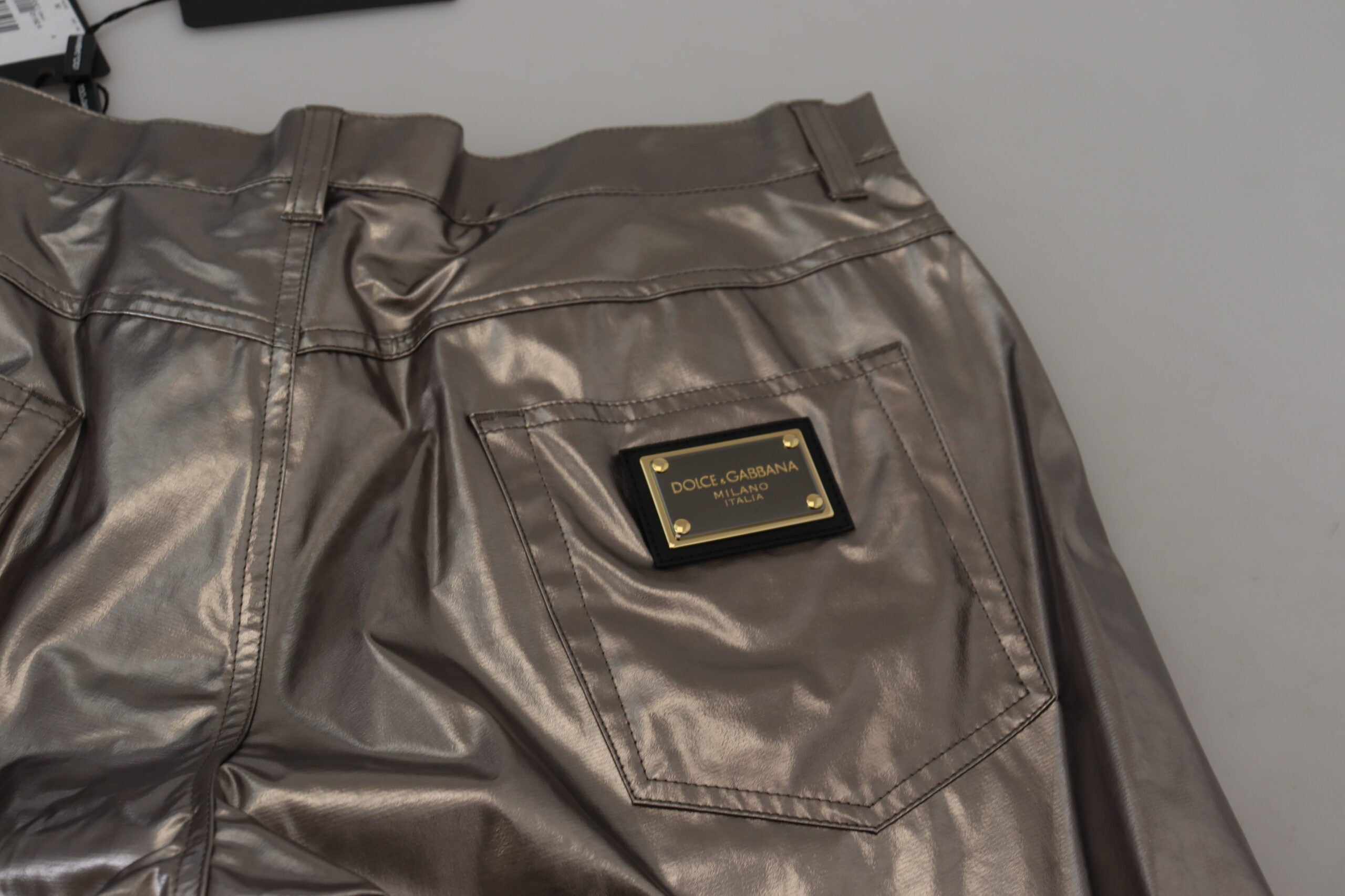 Dolce & Gabbana Zilveren Metallic Nylon Stretchbroek