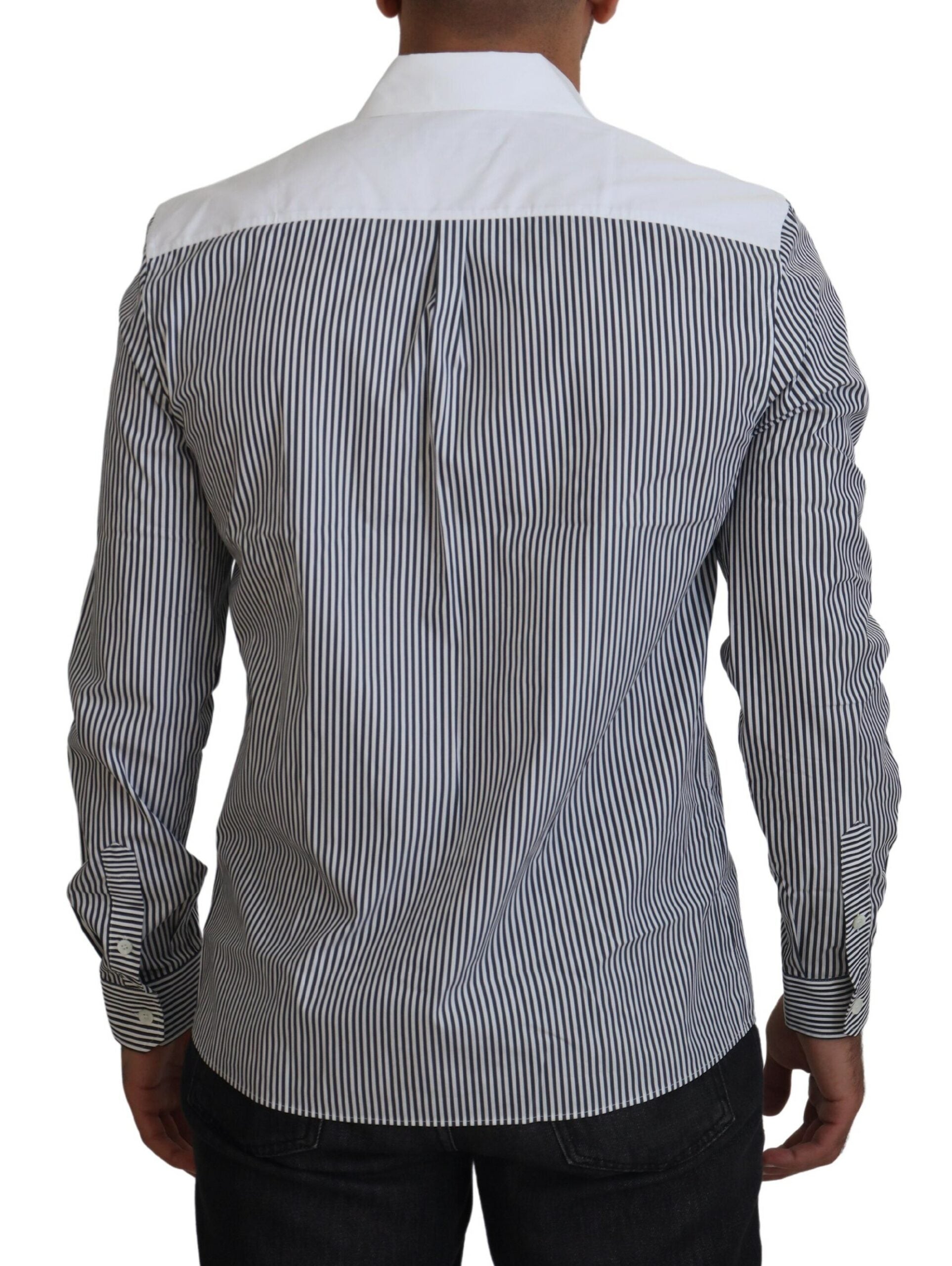 Dolce & Gabbana Grau-weiß gestreiftes Slim-Fit Hemd
