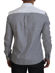 Dolce & Gabbana Grau-weiß gestreiftes Slim-Fit Hemd
