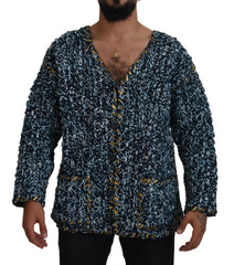 Dolce & Gabbana Blauw Knopen Vest Fatto A Mano Sweater