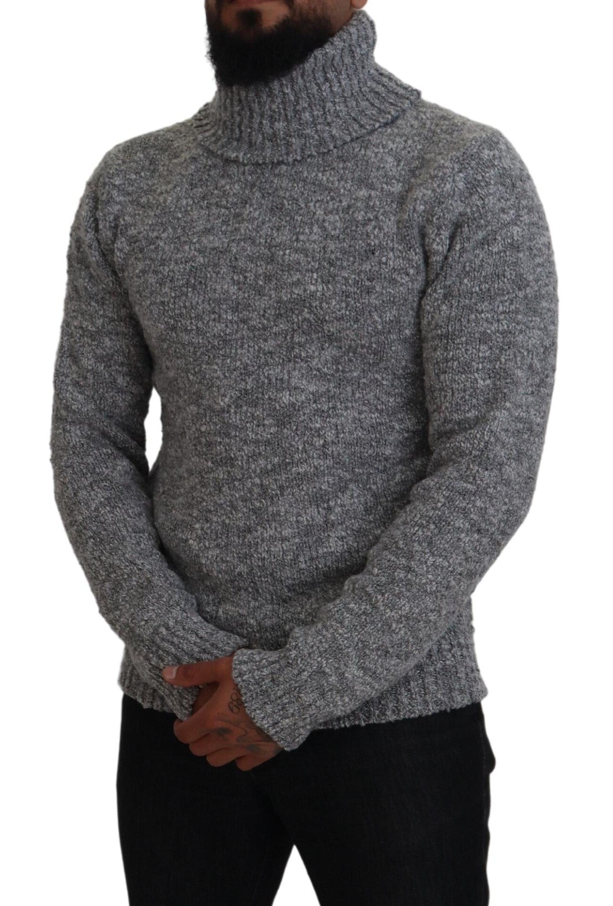 Dolce & Gabbana Grauer Rollkragenpullover aus Wolle