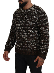 Dolce & Gabbana Brauner gestrickter Wollpullover Fatto A Mano