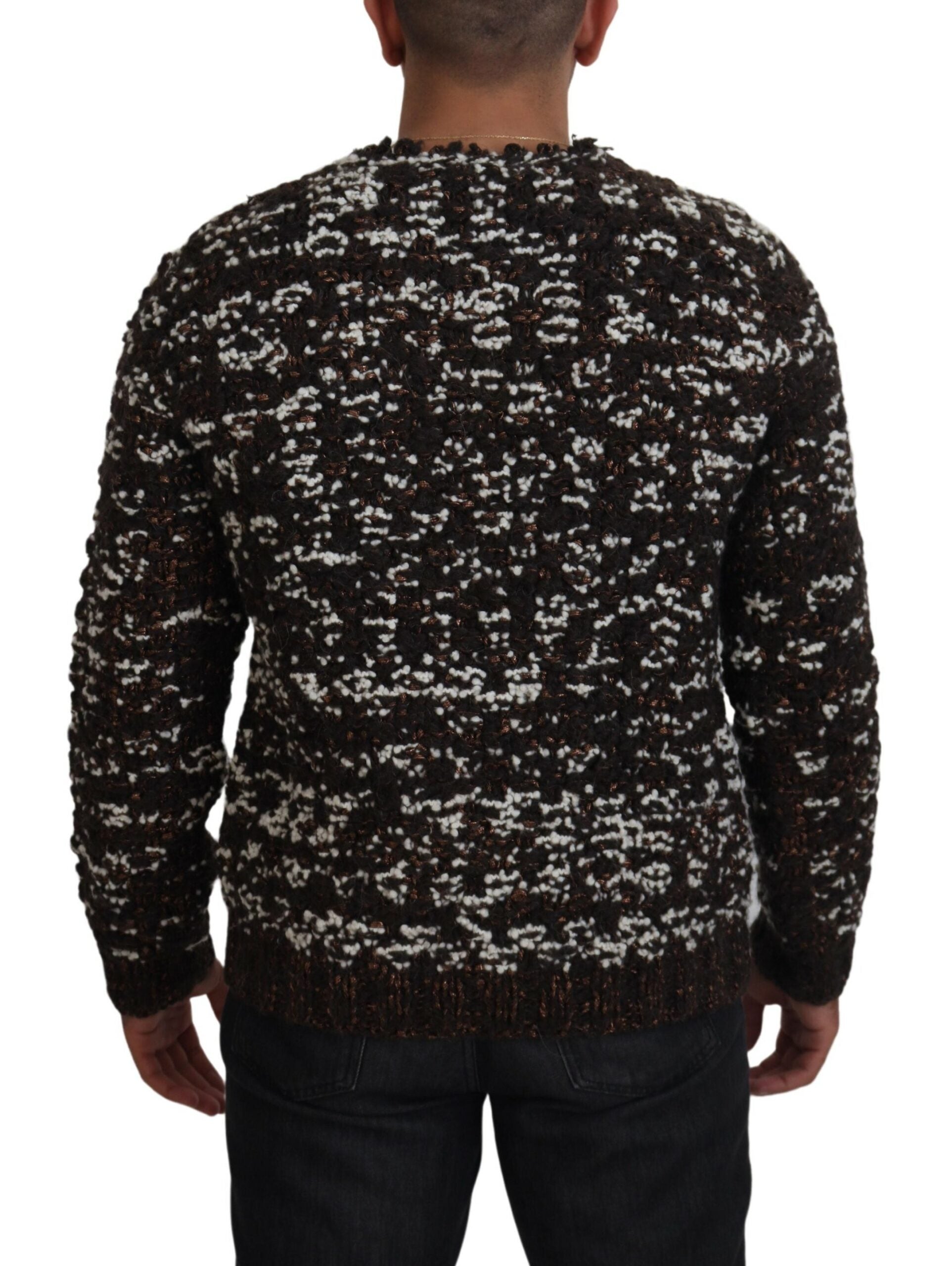 Dolce & Gabbana Brauner gestrickter Wollpullover Fatto A Mano