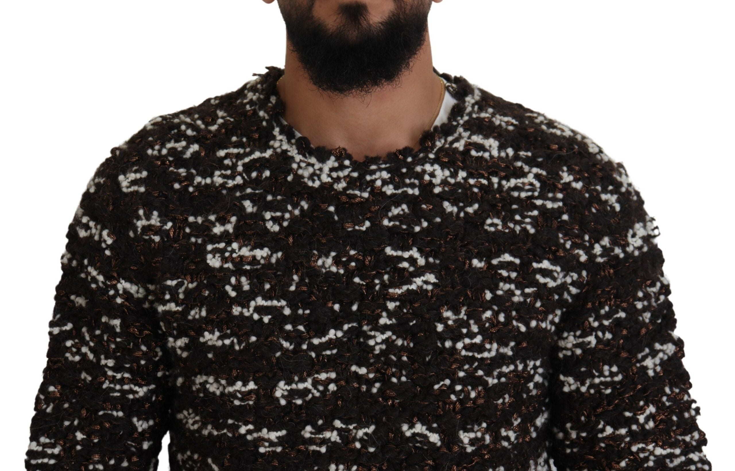 Dolce & Gabbana Brauner gestrickter Wollpullover Fatto A Mano