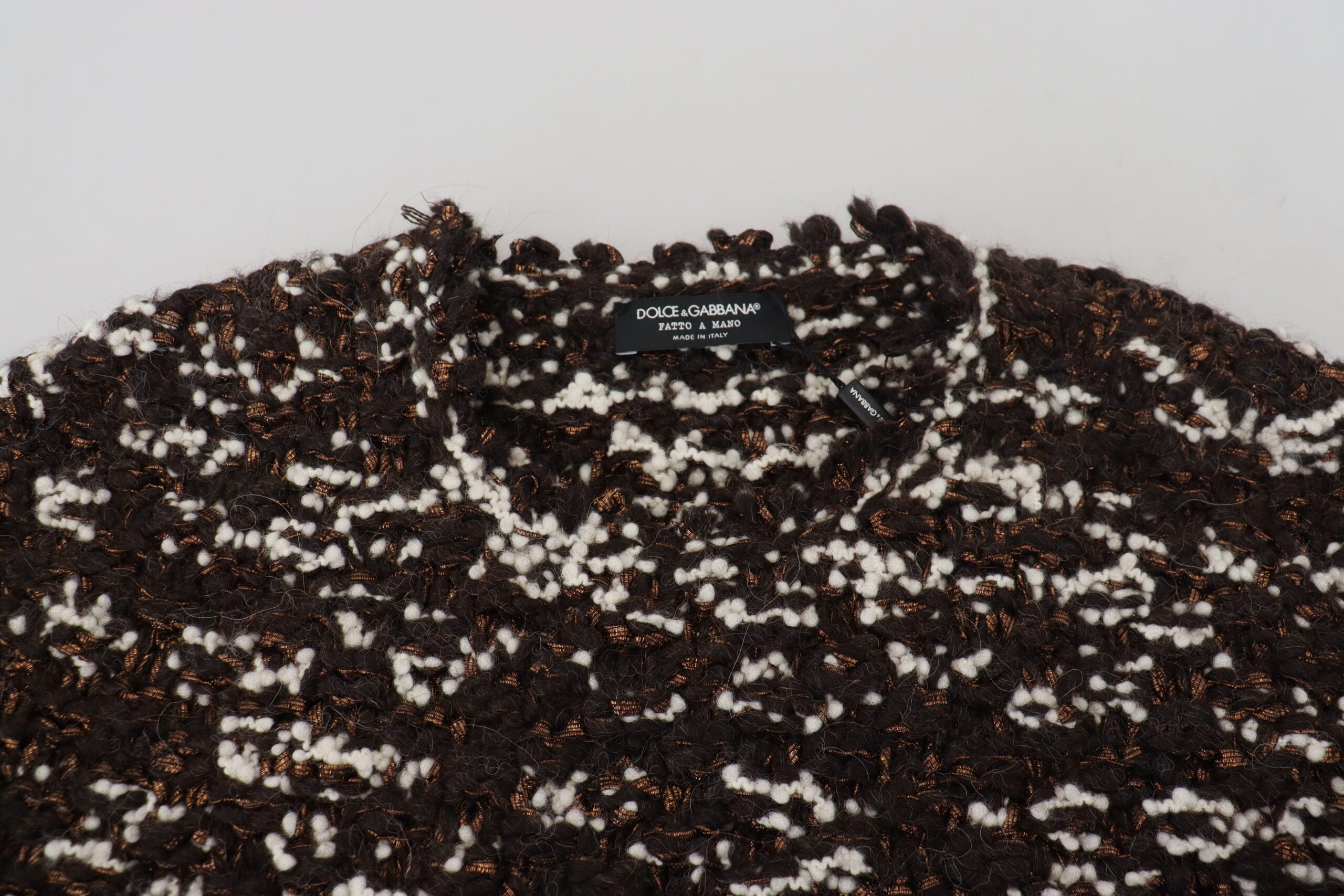 Dolce & Gabbana Brauner gestrickter Wollpullover Fatto A Mano