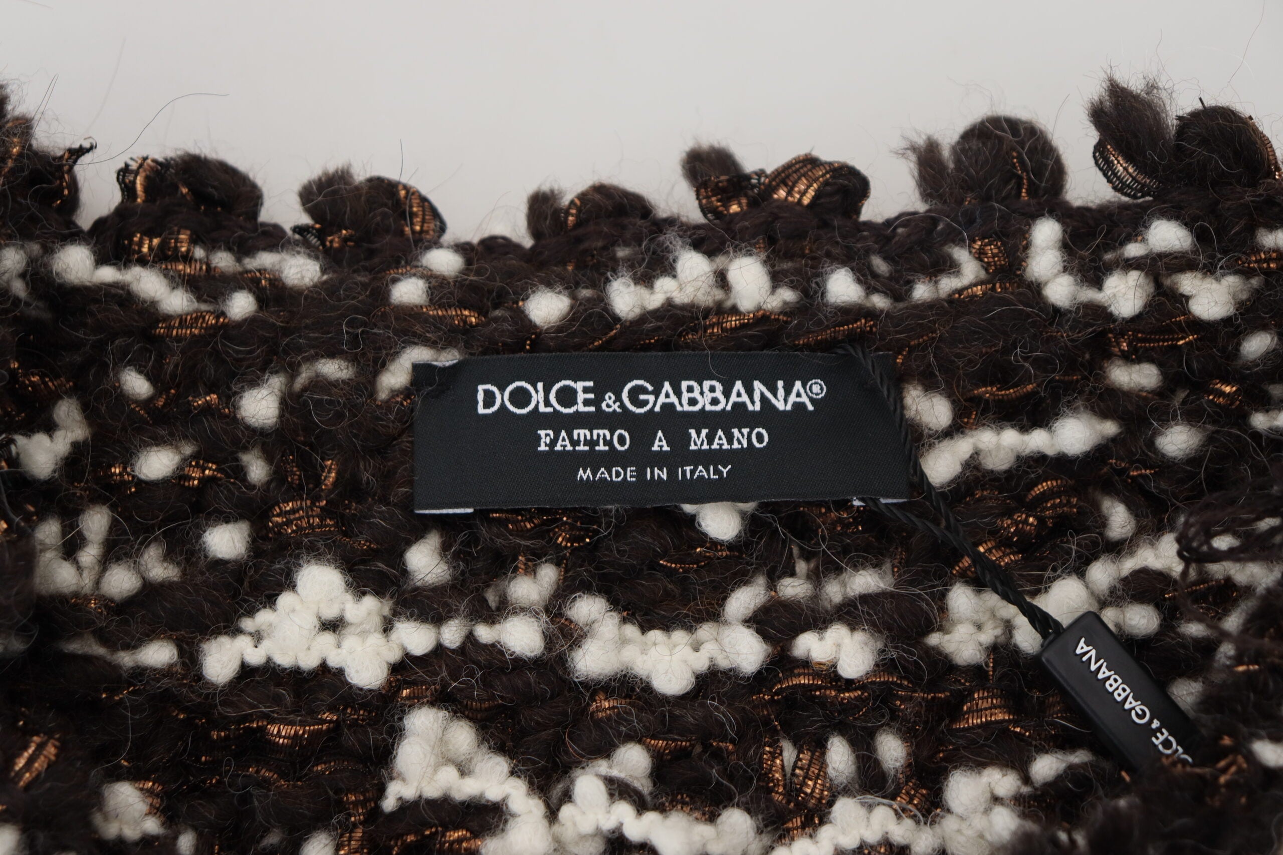 Dolce & Gabbana Brauner gestrickter Wollpullover Fatto A Mano