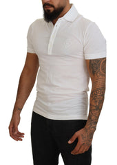 Dolce & Gabbana Weißes Baumwoll-Polo-T-Shirt mit Logo und kurzen Ärmeln