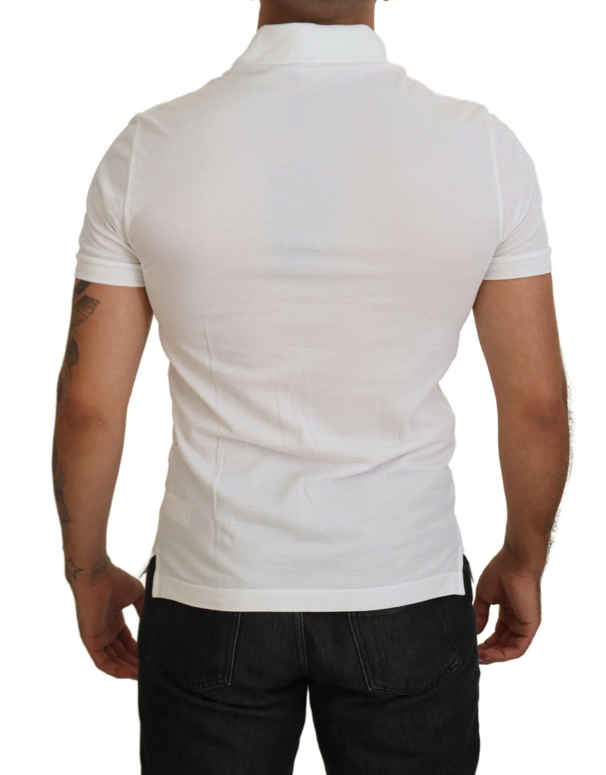 Dolce & Gabbana Weißes Baumwoll-Polo-T-Shirt mit Logo und kurzen Ärmeln
