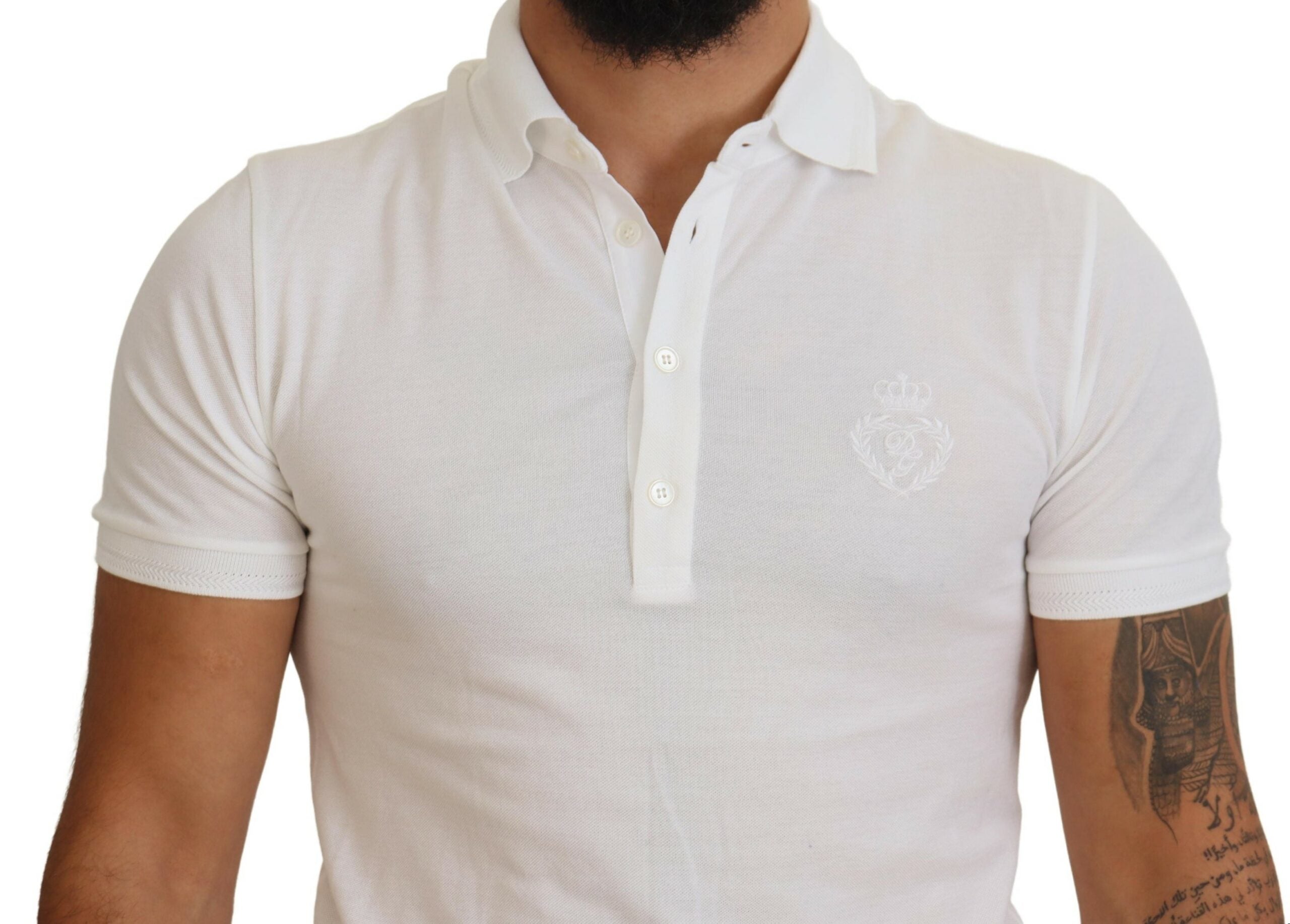 Dolce & Gabbana Weißes Baumwoll-Polo-T-Shirt mit Logo und kurzen Ärmeln