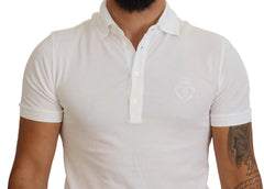 Dolce & Gabbana Weißes Baumwoll-Polo-T-Shirt mit Logo und kurzen Ärmeln