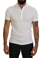 Dolce & Gabbana Weißes Baumwoll-Polo-T-Shirt mit Logo und kurzen Ärmeln