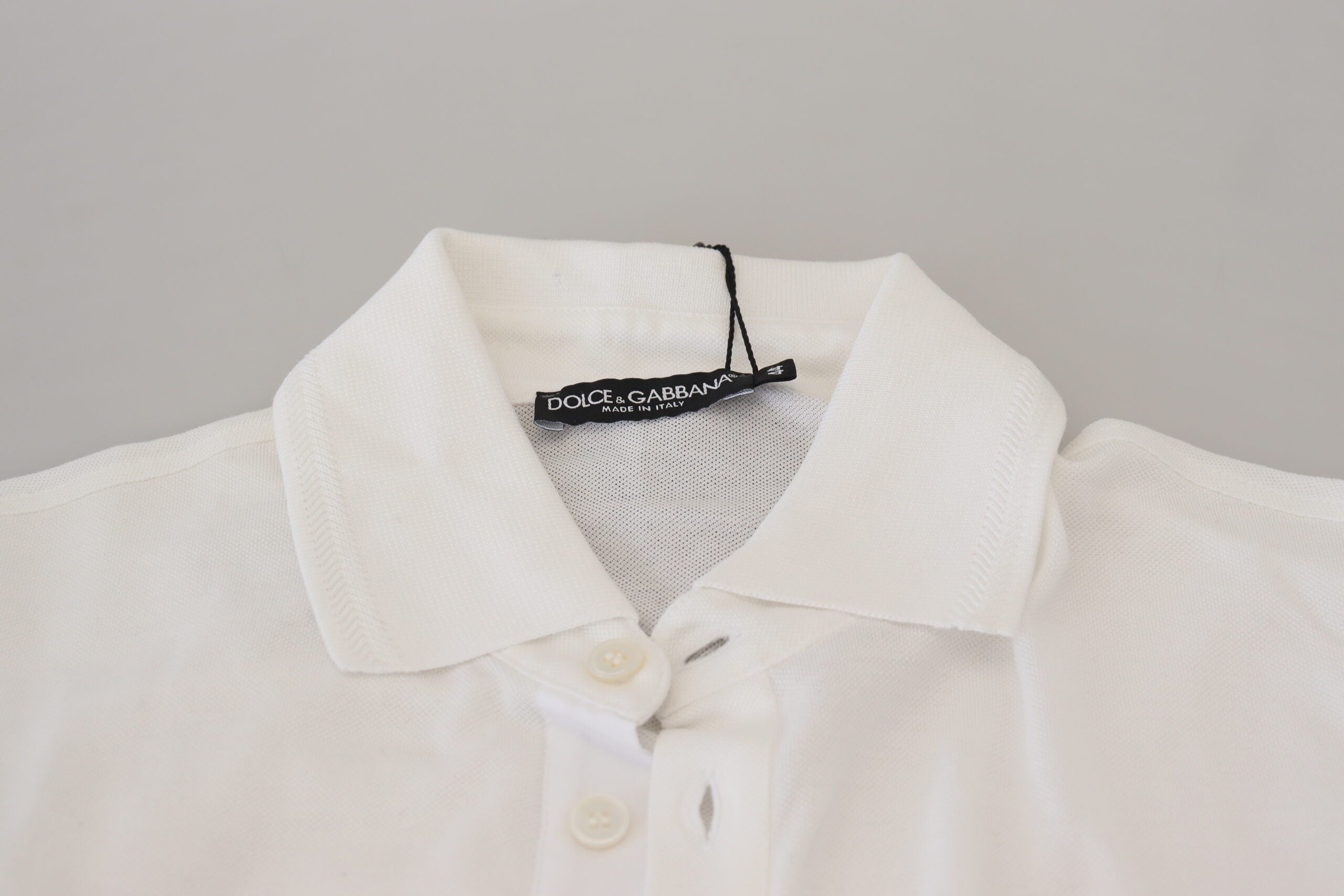 Dolce & Gabbana Weißes Baumwoll-Polo-T-Shirt mit Logo und kurzen Ärmeln