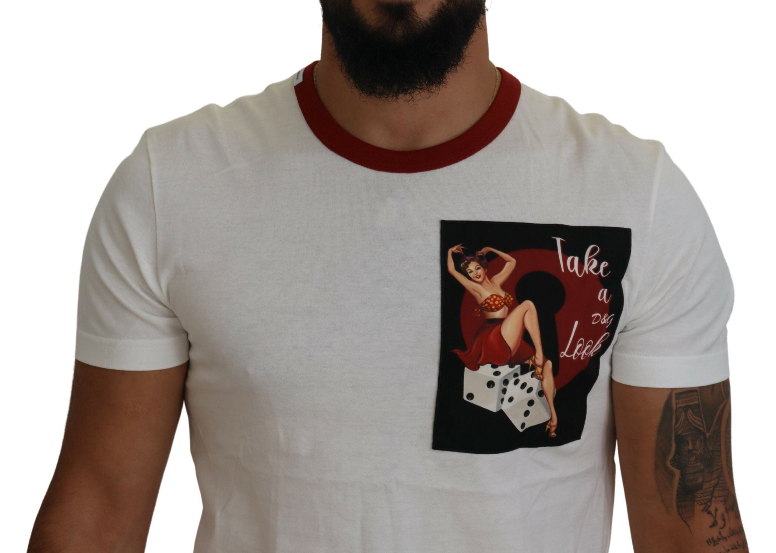 Dolce & Gabbana Baumwoll-T-Shirt mit Rundhalsausschnitt und Logo-Print in Weiß