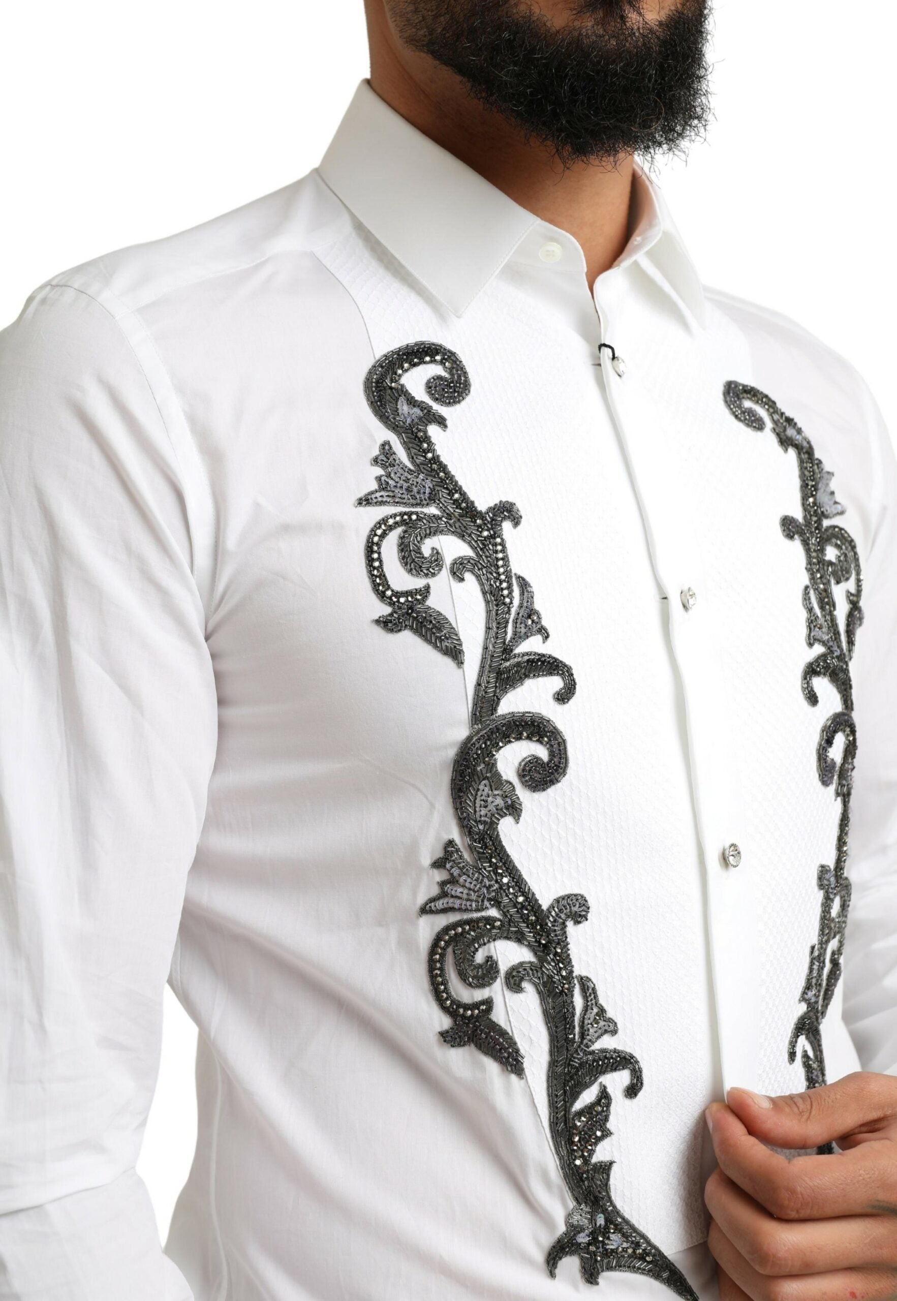 Dolce & Gabbana Weißes Smokinghemd im Slim-Fit-Barock-Stil