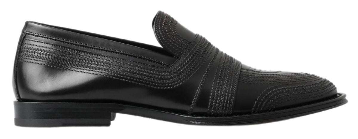 Dolce & Gabbana Schwarze Leder-Slipper-Loafers mit Ziernähten