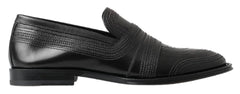 Dolce & Gabbana Schwarze Leder-Slipper-Loafers mit Ziernähten