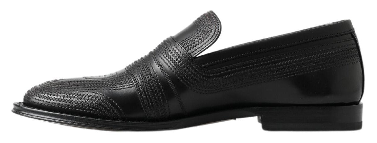Dolce & Gabbana Schwarze Leder-Slipper-Loafers mit Ziernähten