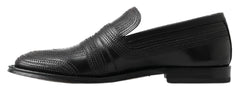 Dolce & Gabbana Schwarze Leder-Slipper-Loafers mit Ziernähten
