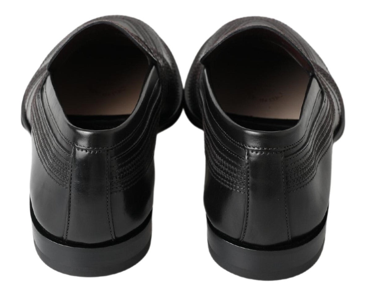 Dolce & Gabbana Schwarze Leder-Slipper-Loafers mit Ziernähten