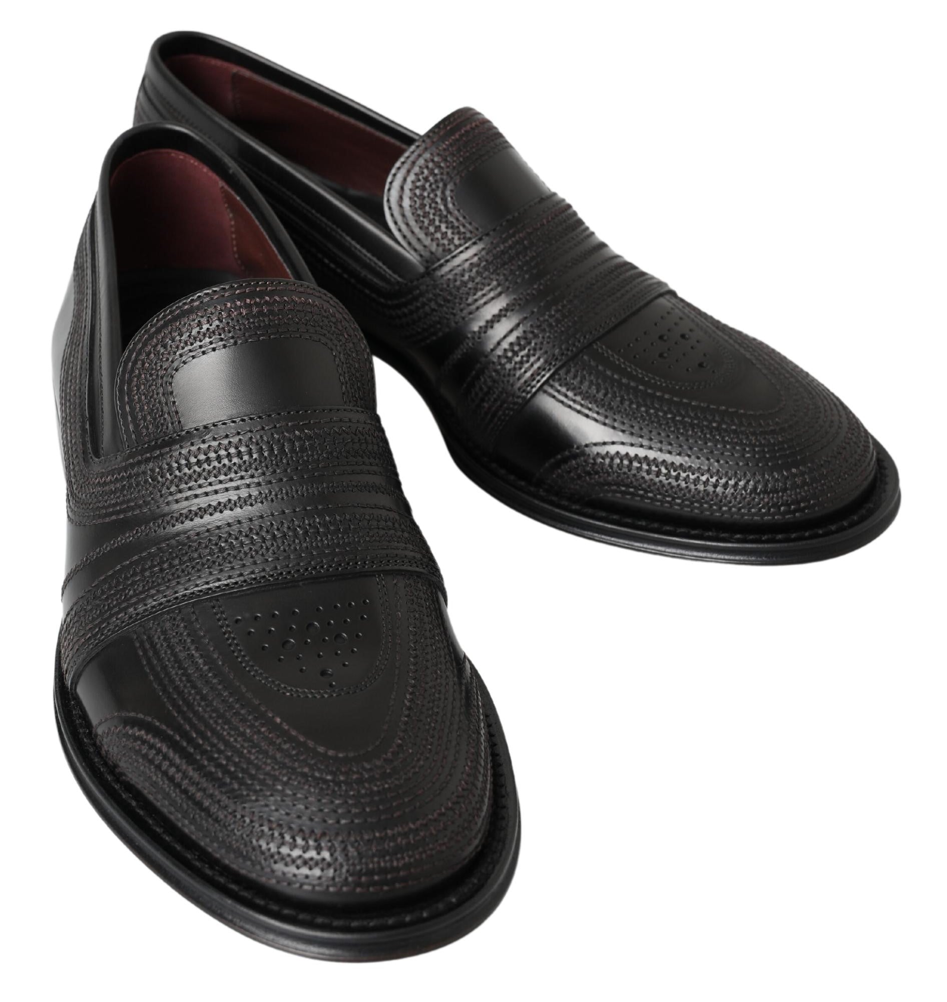 Dolce & Gabbana Schwarze Leder-Slipper-Loafers mit Ziernähten