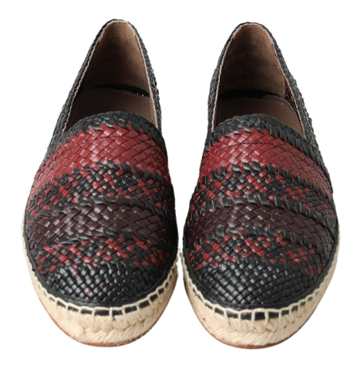 Dolce & Gabbana Schwarze Bordeaux-Espadrilles aus Büffelleder