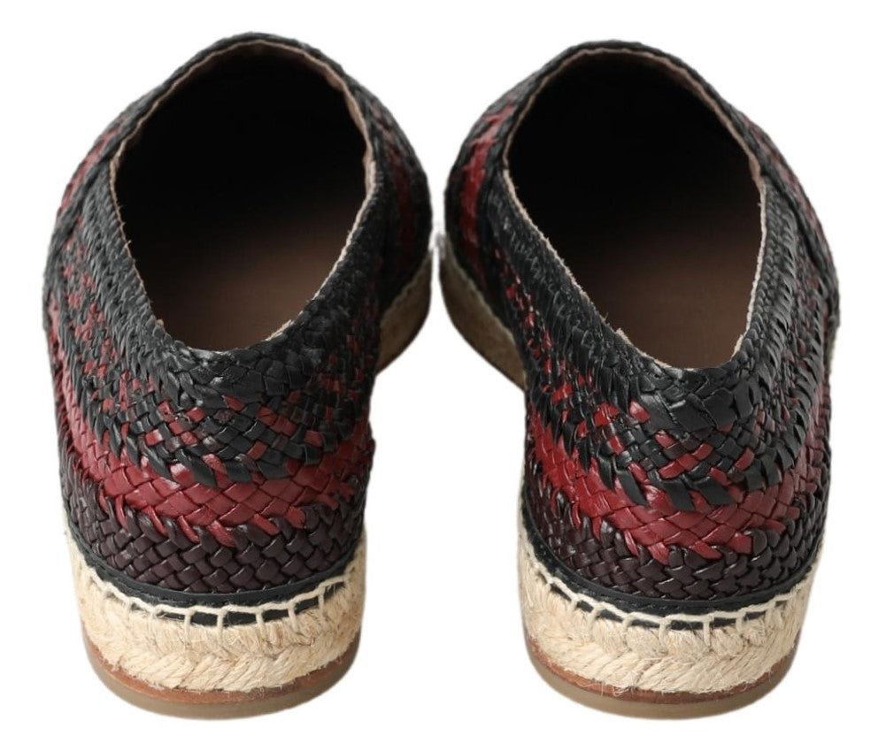 Dolce & Gabbana Schwarze Bordeaux-Espadrilles aus Büffelleder