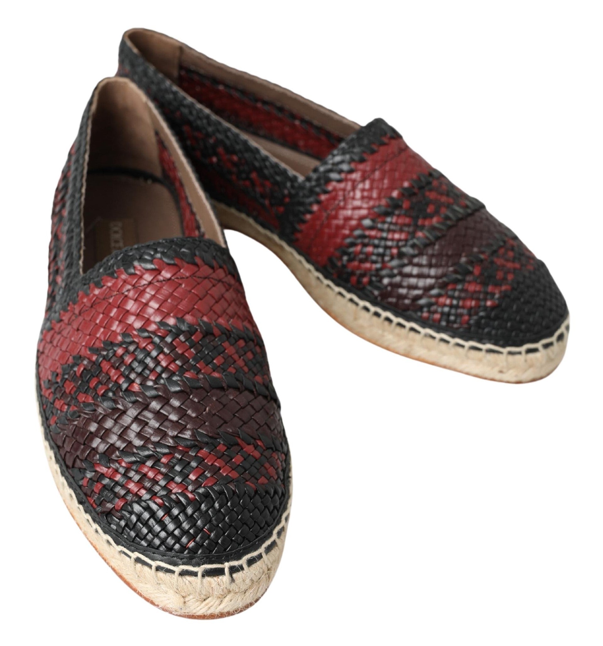 Dolce & Gabbana Schwarze Bordeaux-Espadrilles aus Büffelleder