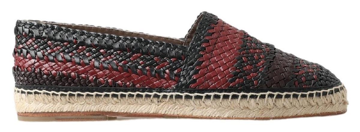 Dolce & Gabbana Schwarze Bordeaux-Espadrilles aus Büffelleder