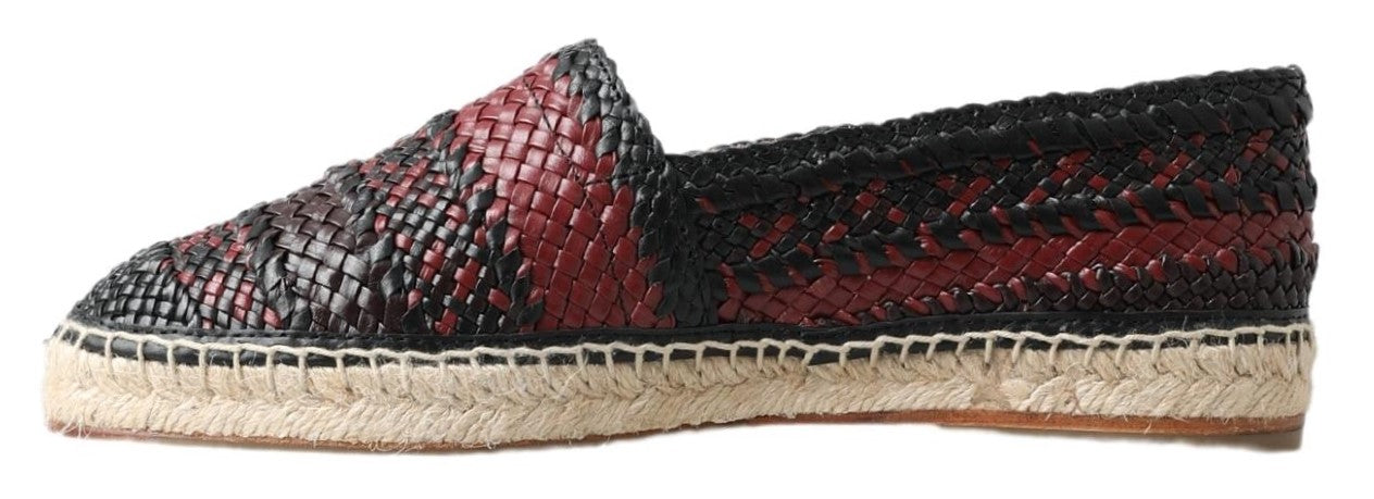 Dolce & Gabbana Schwarze Bordeaux-Espadrilles aus Büffelleder