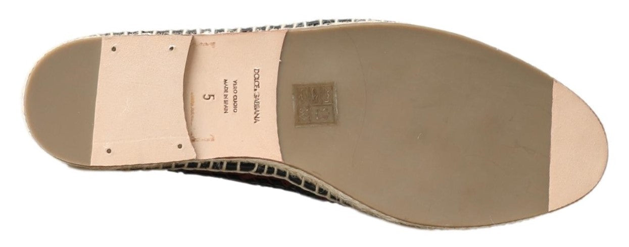 Dolce & Gabbana Schwarze Bordeaux-Espadrilles aus Büffelleder