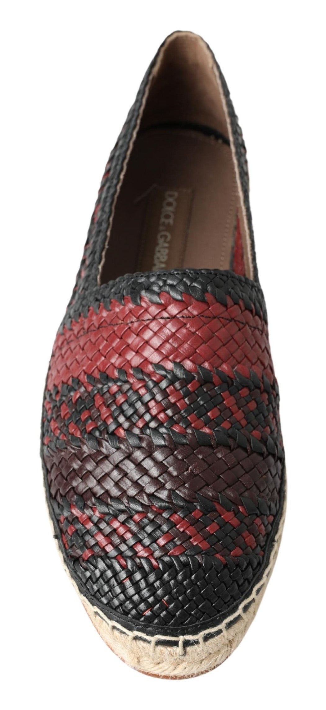 Dolce & Gabbana Schwarze Bordeaux-Espadrilles aus Büffelleder