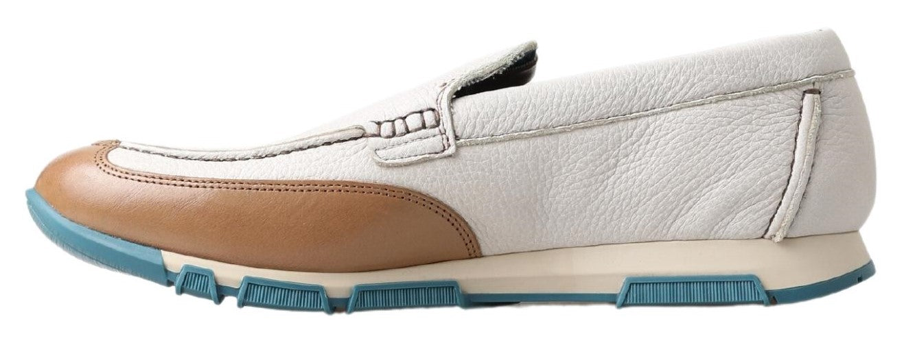 Dolce & Gabbana Weiße Leder Slipper Mokassins Schuhe