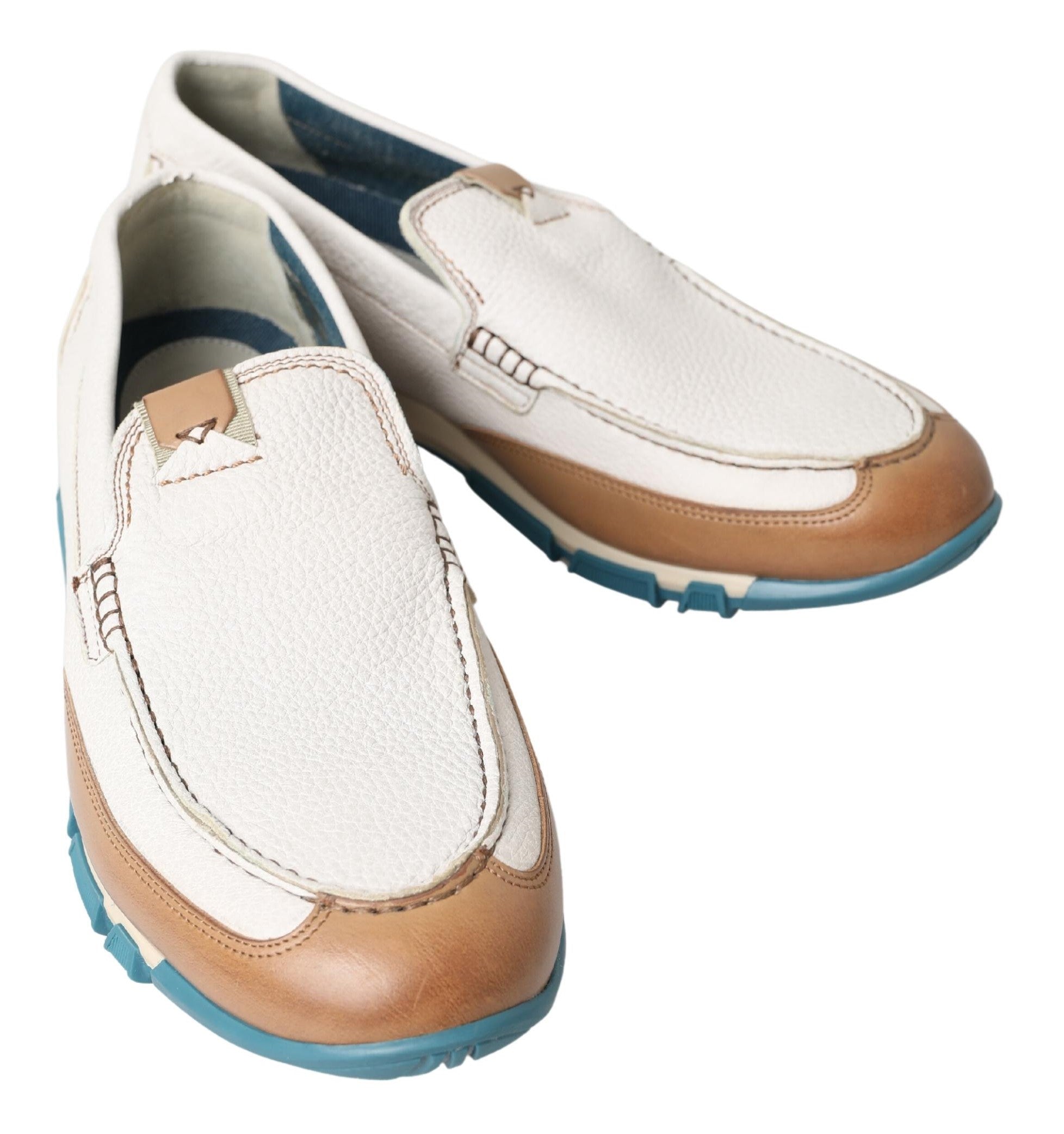 Dolce & Gabbana Weiße Leder Slipper Mokassins Schuhe