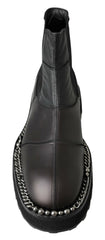Dolce & Gabbana Zwart Leren Slip-on Stretchlaarzen