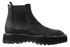 Dolce & Gabbana Zwart Leren Slip-on Stretchlaarzen