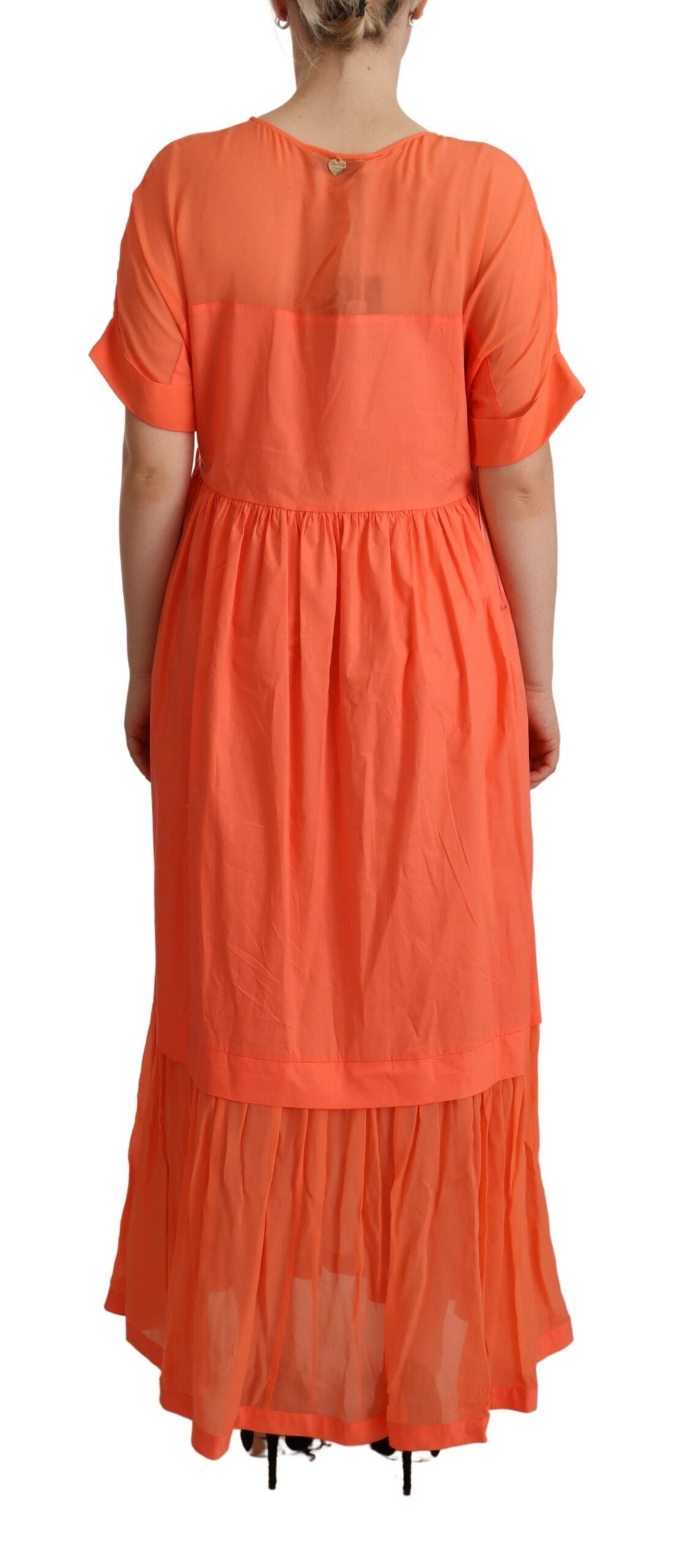 Twinset Maxikleid aus Koralle Baumwollmischung mit kurzen Ärmeln