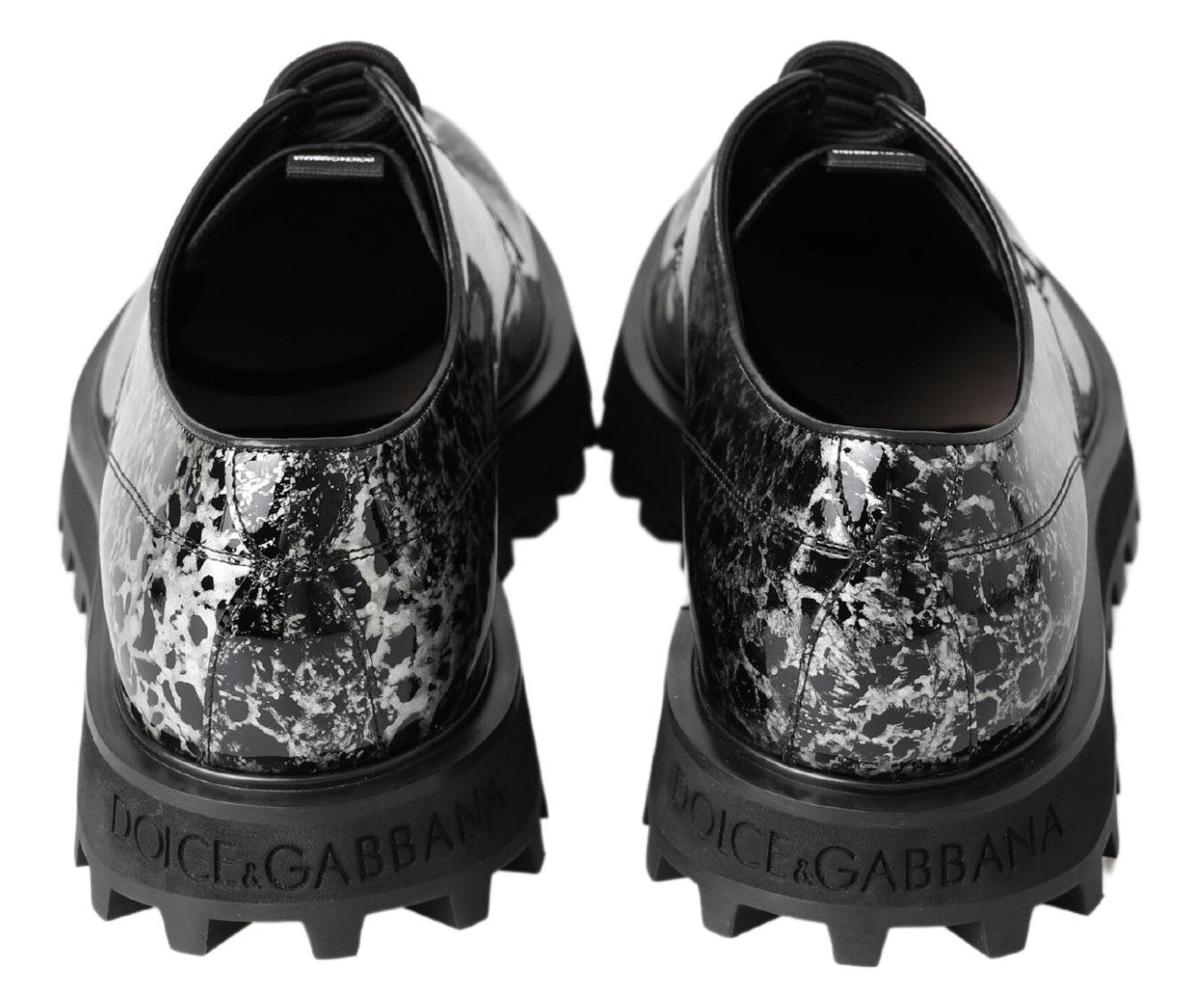 Dolce & Gabbana Schwarz-weiße Derby-Schuhe aus Lackleder