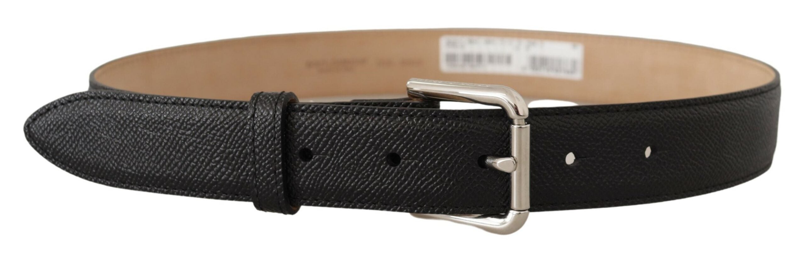 Dolce & Gabbana Zwarte Kalfslakleren Riem met Bruine Metale Gesp