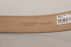 Dolce & Gabbana Zwarte Kalfslakleren Riem met Bruine Metale Gesp