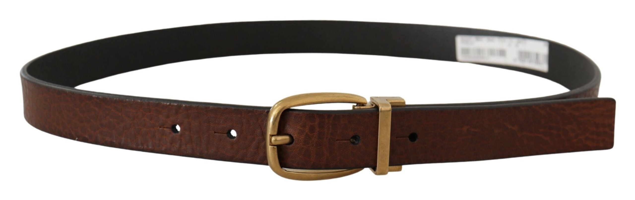 Dolce & Gabbana Brauner Ledergürtel mit klassischer Vintage-Metallschnalle